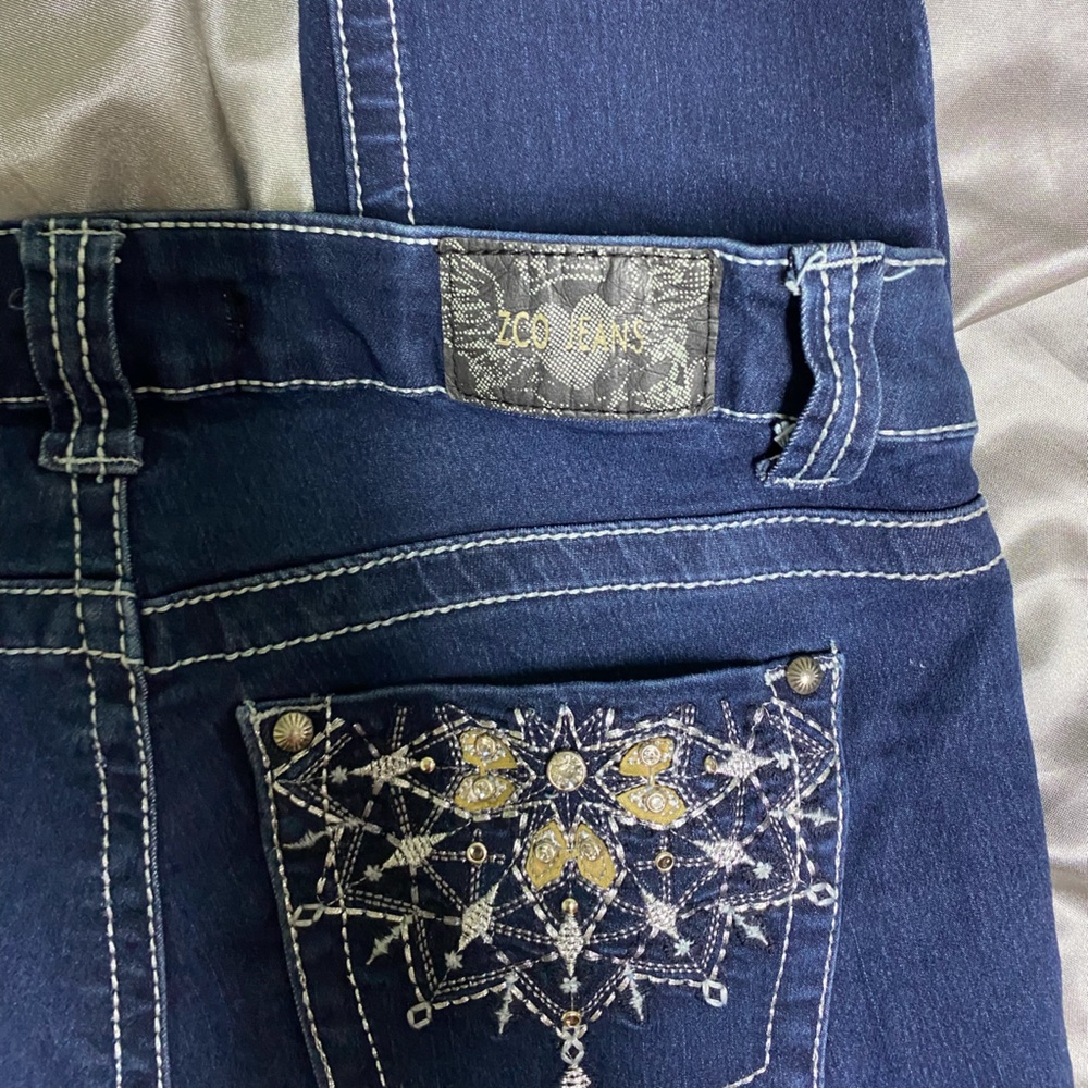 NWOT ZCO Dark Blue Skinny Jeans Embroidered & Embellished - Picture 4 of 5